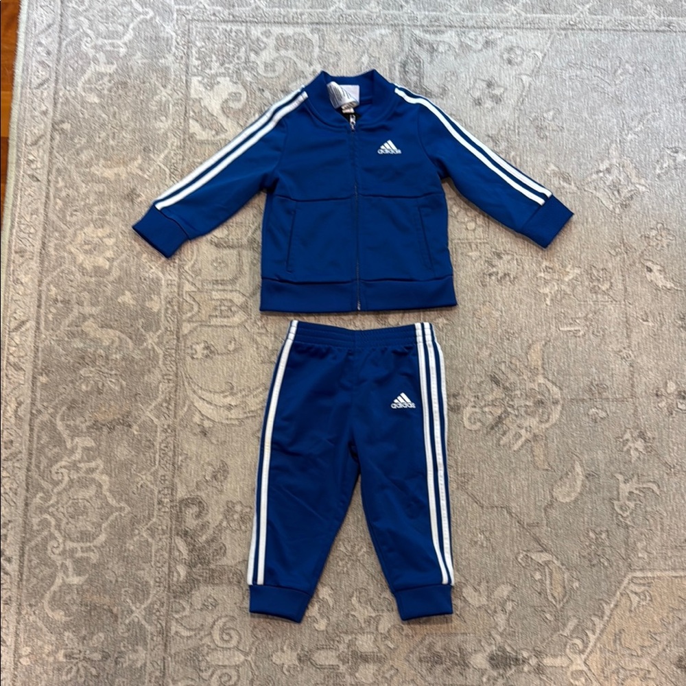 Adidas Navy Tracksuit with White Accents Size 12 months